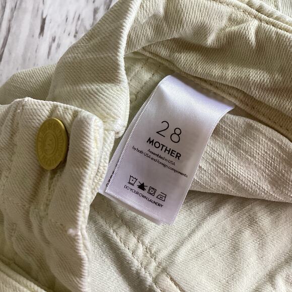 MOTHER Straight Patch Pocket Ankle Fray Jeans, Size 28, Butter Yellow Fall Denim - Picture 14 of 16